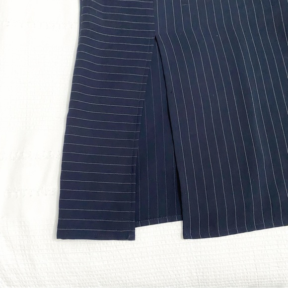 TOPSHOP NAVY WHITE STRIPED CRISS CROSS SLEEVELESS MIDI SHIFT DRESS - 4 - Picture 9 of 10